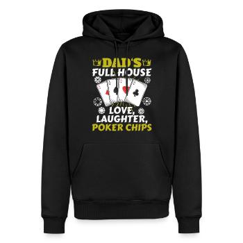 Dad's Full House Love, Laughter, Poker Chips - Männer Premium Bio Hoodie - Schwarz - Vorne - Nico (187cm)
