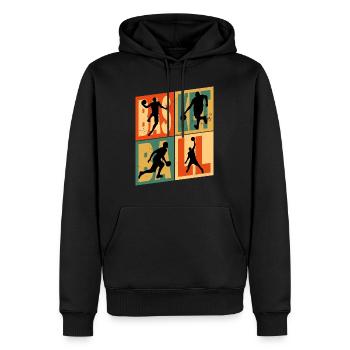 Basket-ball Basket-ball joueur Fan Vintage rétro - Sweat à capuche Premium bio Homme - noir - Devant - Nico (187cm)
