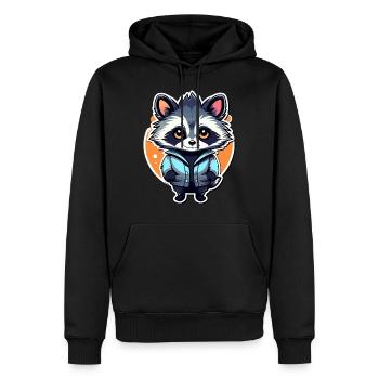 Raccoon Illustration - Men’s Premium Organic Hoodie - black - Front - Nico (187cm)