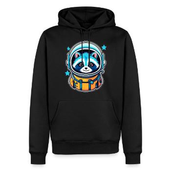 Waschbär Astronaut Illustration - Männer Premium Bio Hoodie - Schwarz - Vorne - Nico (187cm)