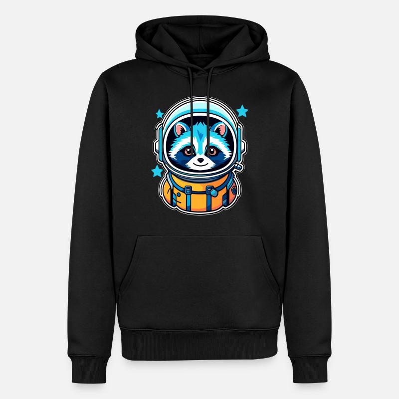 Illustration d’astronaute raton laveur - Sweat à capuche Premium bio Homme - noir