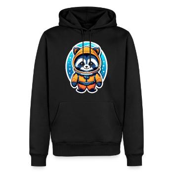 Waschbär Astronaut Illustration - Männer Premium Bio Hoodie - Schwarz - Vorne - Nico (187cm)