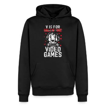 V is for Video Games Valentine's Day Dino Gaming - Männer Premium Bio Hoodie - Schwarz - Vorne - Nico (187cm)