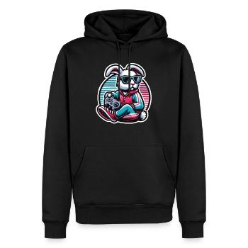 Zocker Osterhase für Nerds und Gamer - Männer Premium Bio Hoodie - Schwarz - Vorne - Nico (187cm)