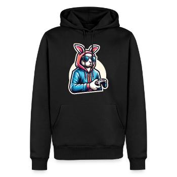 Zocker Osterhase für Nerds und Gamer - Männer Premium Bio Hoodie - Schwarz - Vorne - Nico (187cm)