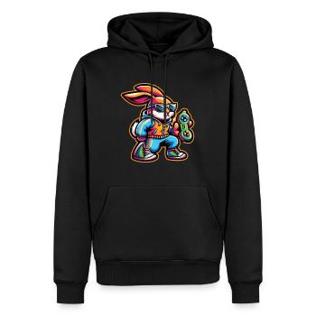 Zocker Osterhase für Nerds und Gamer - Männer Premium Bio Hoodie - Schwarz - Vorne - Nico (187cm)