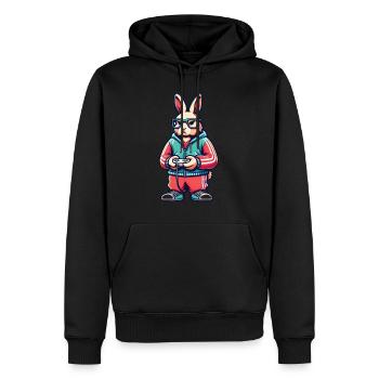 Zocker Osterhase für Nerds und Gamer - Männer Premium Bio Hoodie - Schwarz - Vorne - Nico (187cm)