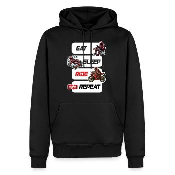 Eat Sleep Ride Repeat Motorcycle & Biker Quote - Men’s Premium Organic Hoodie - black - Front - Nico (187cm)