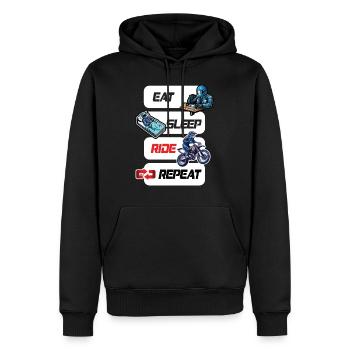 Eat Sleep Ride Repeat Motorcycle & Biker Quote - Men’s Premium Organic Hoodie - black - Front - Nico (187cm)