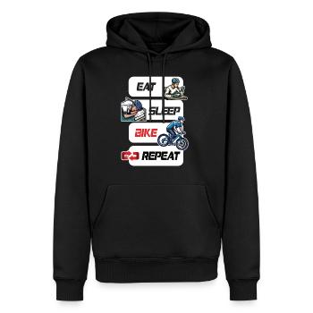 Eat Sleep Bike Repeat Fahrrad & MTB Spruch - Männer Premium Bio Hoodie - Schwarz - Vorne - Nico (187cm)