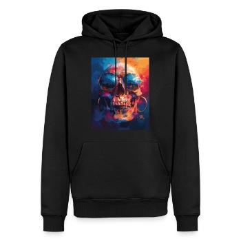 The Skull with Sunglasses - Skull, Totenkopf - Männer Premium Bio Hoodie - Schwarz - Vorne - Nico (187cm)