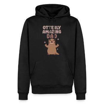 Funny Otter With Mustache Otterly Amazing Dad Pun - Men’s Premium Organic Hoodie - black - Front - Nico (187cm)