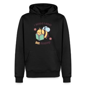 Cute Bee With Book I Would Rather Bee Reading Pun - Men’s Premium Organic Hoodie - black - Front - Nico (187cm)
