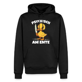 Psychisch am Ente lustiger Spruch - Männer Premium Bio Hoodie - Schwarz - Vorne - Nico (187cm)