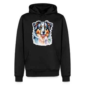 Berger Australien Aquarelles - Sweat à capuche Premium bio Homme - noir - Devant - Nico (187cm)
