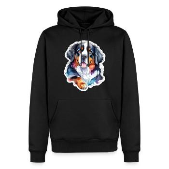 Berner Sennenhund Wasserfarben - Männer Premium Bio Hoodie - Schwarz - Vorne - Nico (187cm)
