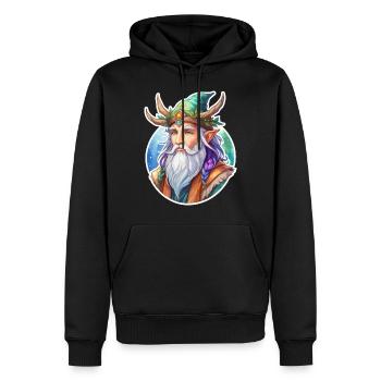 Aquarelles de druide - Sweat à capuche Premium bio Homme - noir - Devant - Nico (187cm)