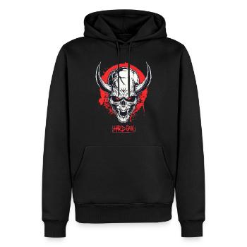 T Shirt Design Hard Gain - Männer Premium Bio Hoodie - Schwarz - Vorne - Nico (187cm)