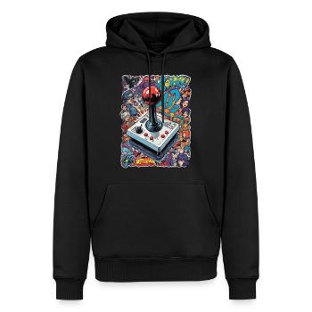 Retro Gamer Joystick / Controller Konsolenspiele - Männer Premium Bio Hoodie - Schwarz - Vorne - Nico (187cm)