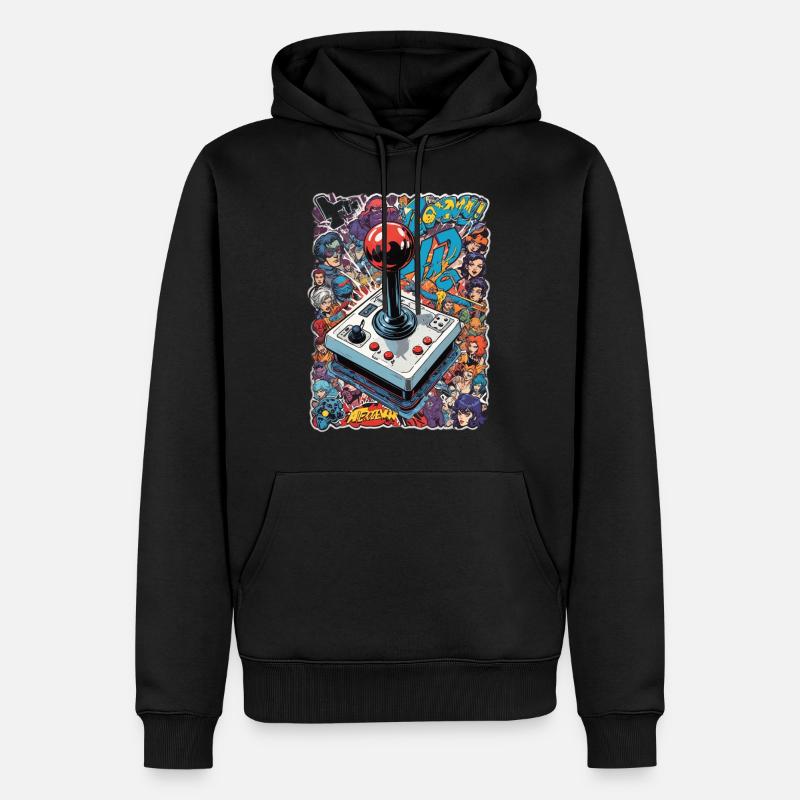 Retro Gamer Joystick / Controller Konsolenspiele - Männer Premium Bio Hoodie - Schwarz