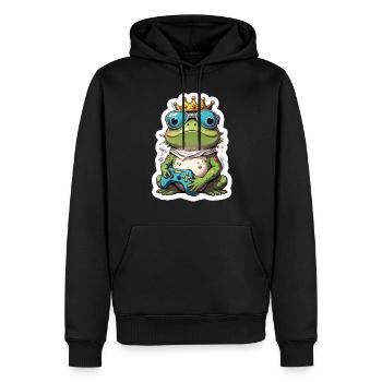 Retro Gamer Frosch mit Controller Konsolenspiele - Männer Premium Bio Hoodie - Schwarz - Vorne - Nico (187cm)