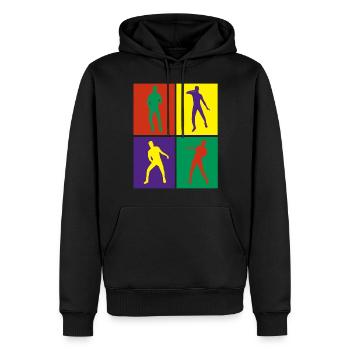 Versetztes Coupé - Männer Premium Bio Hoodie - Schwarz - Vorne - Nico (187cm)