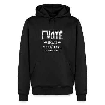ICH WÄHLE, weil meine Katze nicht kann - Männer Premium Bio Hoodie - Schwarz - Vorne - Nico (187cm)