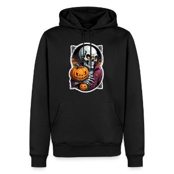 Halloween Crâne Citrouille Crâne Crâne Effrayant - Sweat à capuche Premium bio Homme - noir - Devant - Nico (187cm)