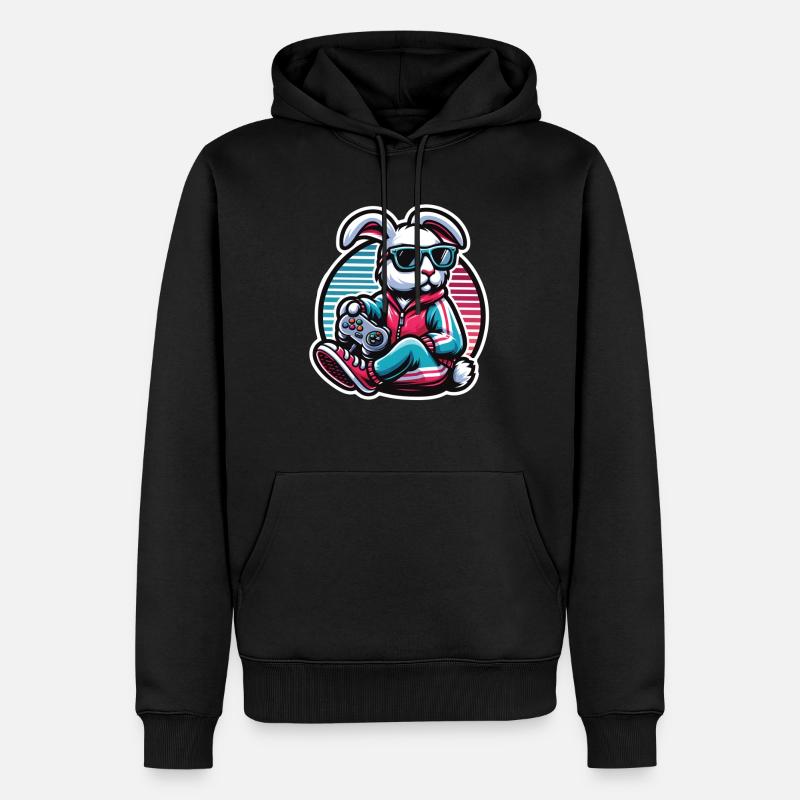 Lässiger Gamer-Hase Mit Controller - Männer Premium Bio Hoodie - Schwarz