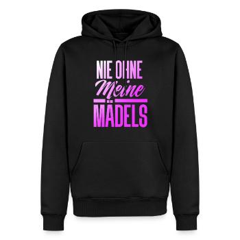 NIE OHNE MEINE MÄDELS - Männer Premium Bio Hoodie - Schwarz - Vorne - Nico (187cm)