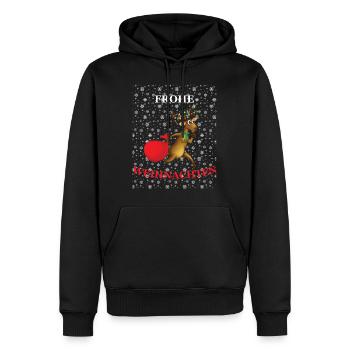 Joyeux Noël Renne Idée Cadeau Hiver - Sweat à capuche Premium bio Homme - noir - Devant - Nico (187cm)