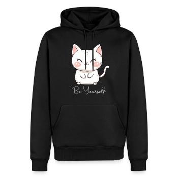 Cat Be Yourself Be Yourself Love Motivation - Men’s Premium Organic Hoodie - black - Front - Nico (187cm)