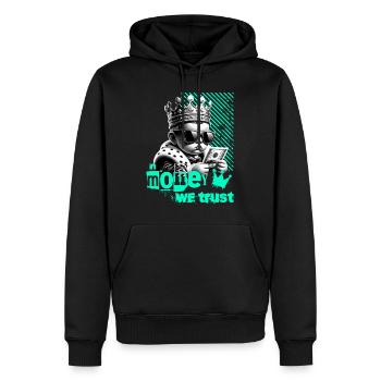En argent nous faisons confiance avec un motif de dicton cool - Sweat à capuche Premium bio Homme - noir - Devant - Nico (187cm)