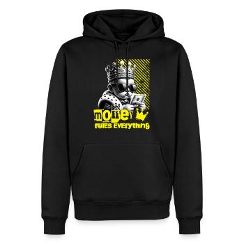 Money Rules Everything With Cool Baby King - Men’s Premium Organic Hoodie - black - Front - Nico (187cm)