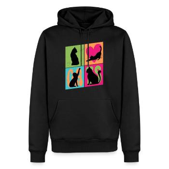 Chat Chaton Chat Silhouette Coeur Art Coloré - Sweat à capuche Premium bio Homme - noir - Devant - Nico (187cm)