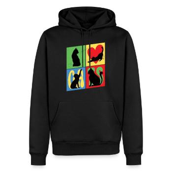Chat Chaton Chat Silhouette Coeur Art Coloré - Sweat à capuche Premium bio Homme - noir - Devant - Nico (187cm)