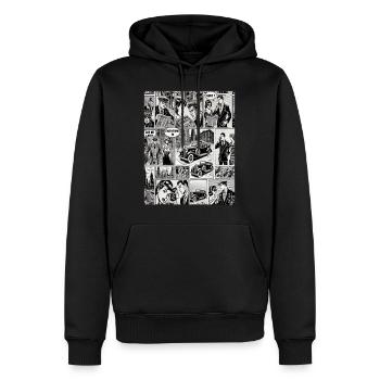 Retro Comic Zeitungsausschnitt– Vintage Newspaper - Männer Premium Bio Hoodie - Schwarz - Vorne - Nico (187cm)