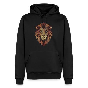 Polygone Lion - Roi de la jungle - Sweat à capuche Premium bio Homme - noir - Devant - Nico (187cm)