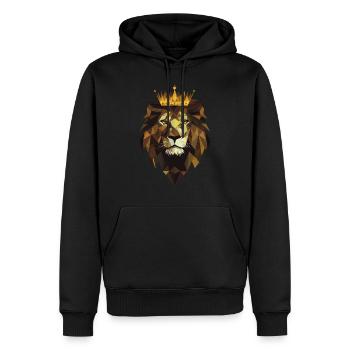 Polygon Lion - Roi de la nature - Sweat à capuche Premium bio Homme - noir - Devant - Nico (187cm)