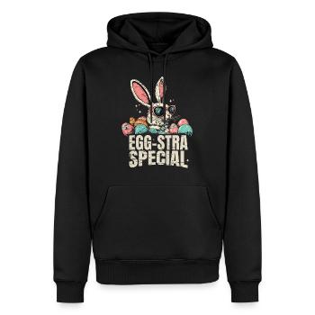 Oeuf Stra Spécial Lapin de Pâques Pâques Vintage - Sweat à capuche Premium bio Homme - noir - Devant - Nico (187cm)