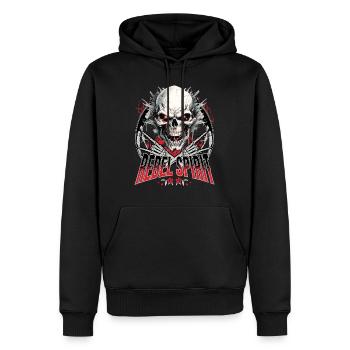 crâne crâne squelette moto motard gang - Sweat à capuche Premium bio Homme - noir - Devant - Nico (187cm)