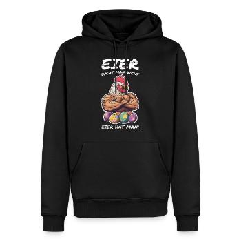 Eier Ostern Hahn Osteroutfit lustig - Männer Premium Bio Hoodie - Schwarz - Vorne - Nico (187cm)