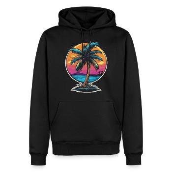 Retro palm - Männer Premium Bio Hoodie - Schwarz - Vorne - Nico (187cm)