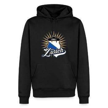 Zürich - Männer Premium Bio Hoodie - Schwarz - Vorne - Nico (187cm)