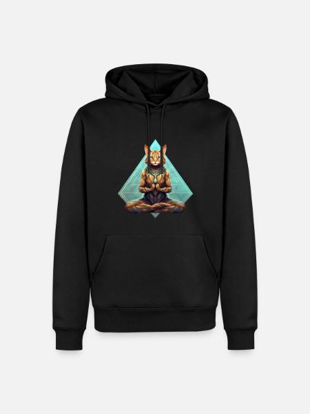 Cat Yoga - Men’s Premium Organic Hoodie - black
