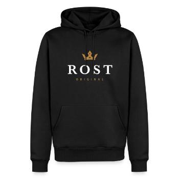 Rost Original Familienlogo - Männer Premium Bio Hoodie - Schwarz - Vorne - Nico (187cm)