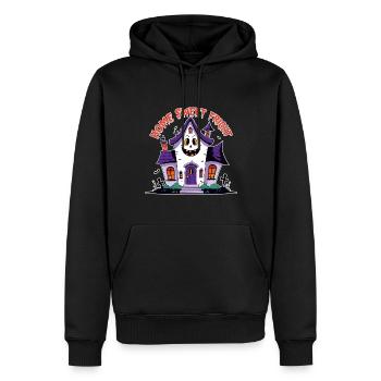 Gruseliges Spukhaus - Home Sweet Fright - Männer Premium Bio Hoodie - Schwarz - Vorne - Nico (187cm)