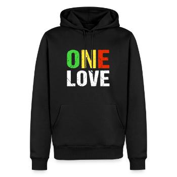 One Love Reggae Musik Jamaica - Männer Premium Bio Hoodie - Schwarz - Vorne - Nico (187cm)