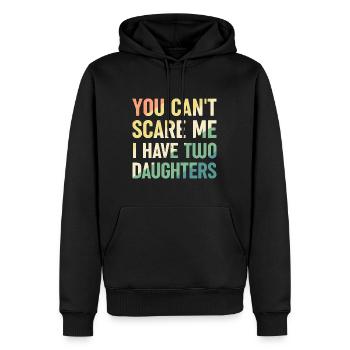 Tu ne peux pas me faire peur J’ai deux filles - Sweat à capuche Premium bio Homme - noir - Devant - Nico (187cm)