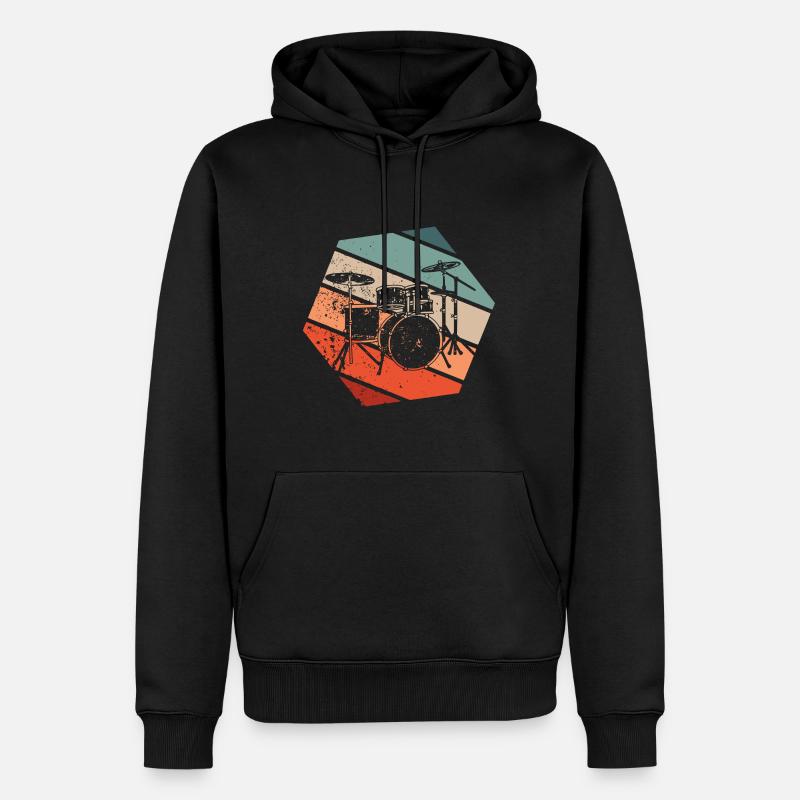 Retro Drums Batteur Musicien Batteur - Sweat à capuche Premium bio Homme - noir